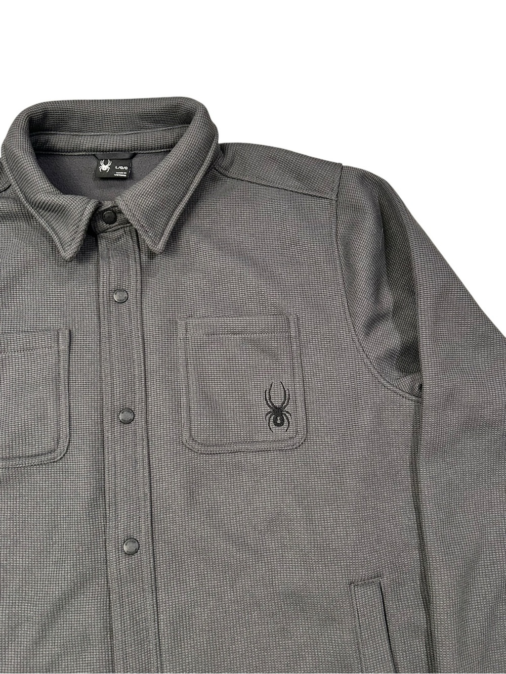 Spyder Avalon Waffle Knit Shacket Shirt Jacket Button Up Large Casual Gray